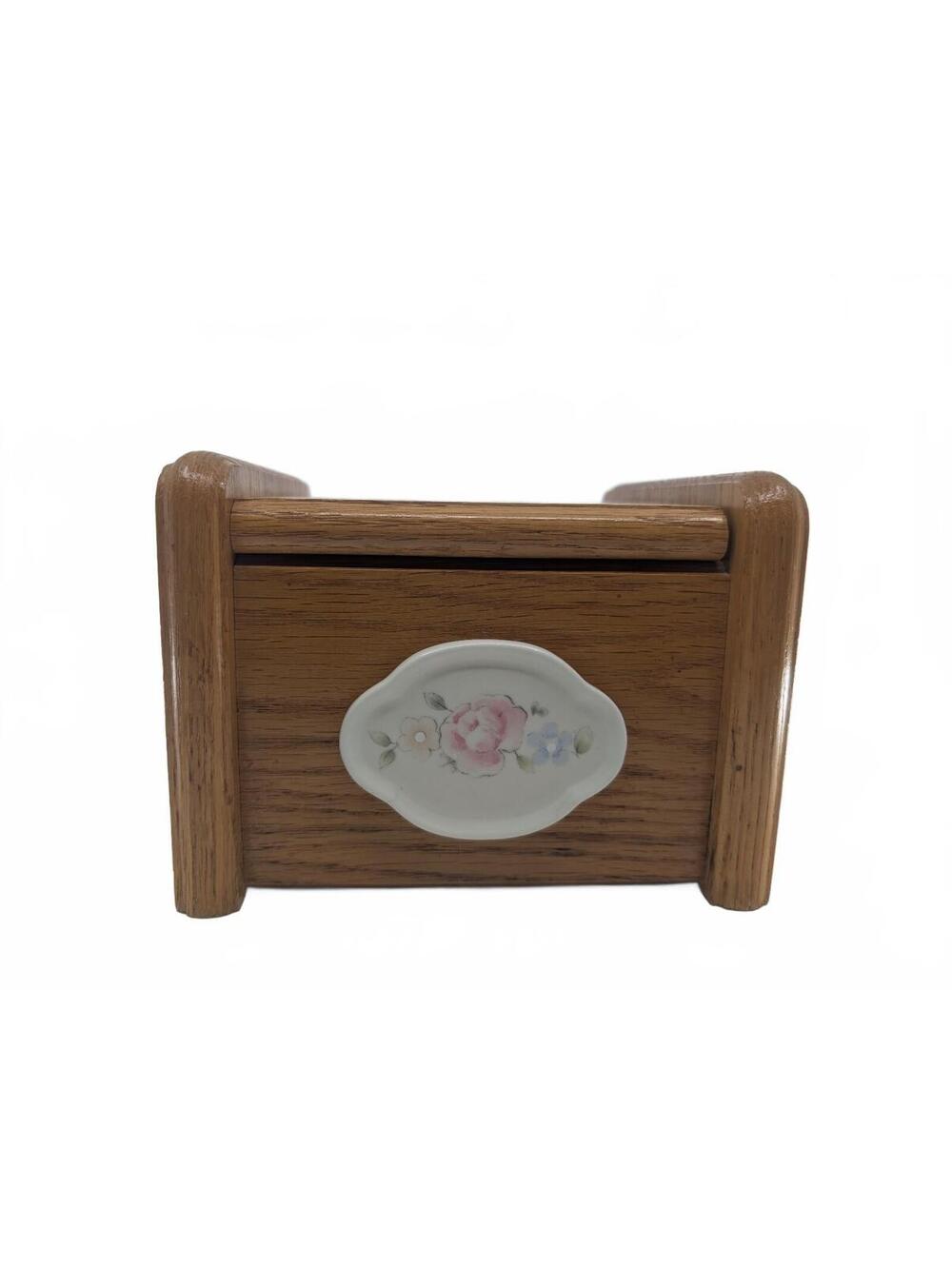 Vintage Pfaltzgraff Tea Rose Wood Recipe Box Ceramic Tile